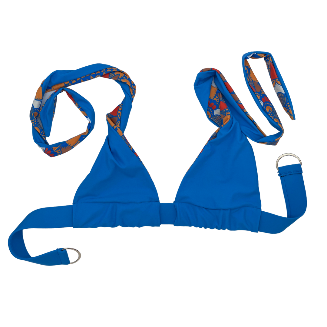 Tri Fit Tops Comfort Band Bikini Top comfort support for large bust big boobs Azure Retro - Lemonkini