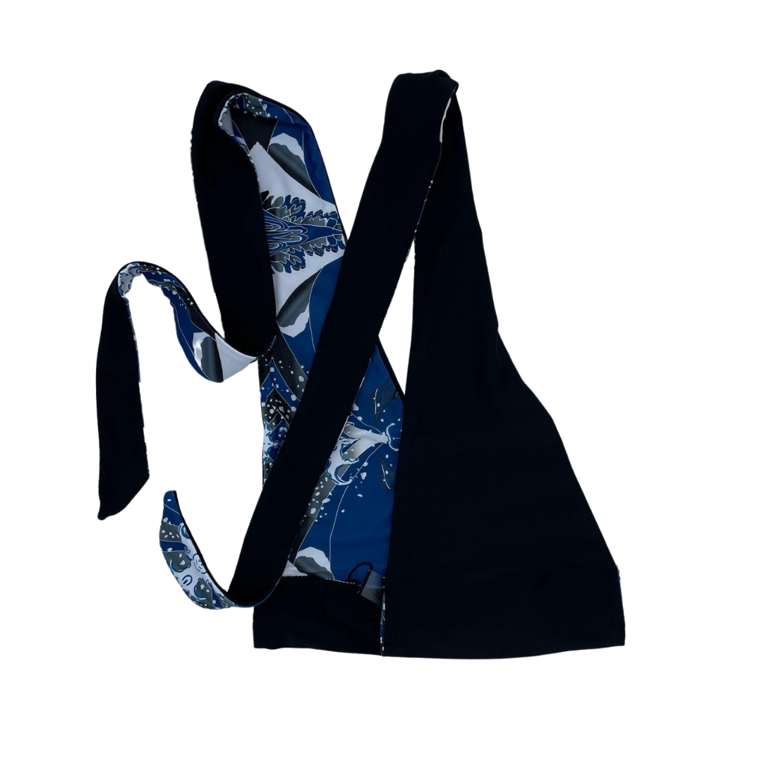 Tri Fit Bikini Tops reversible comfort support for large bust big boobs black and whale print - Lemonkini
