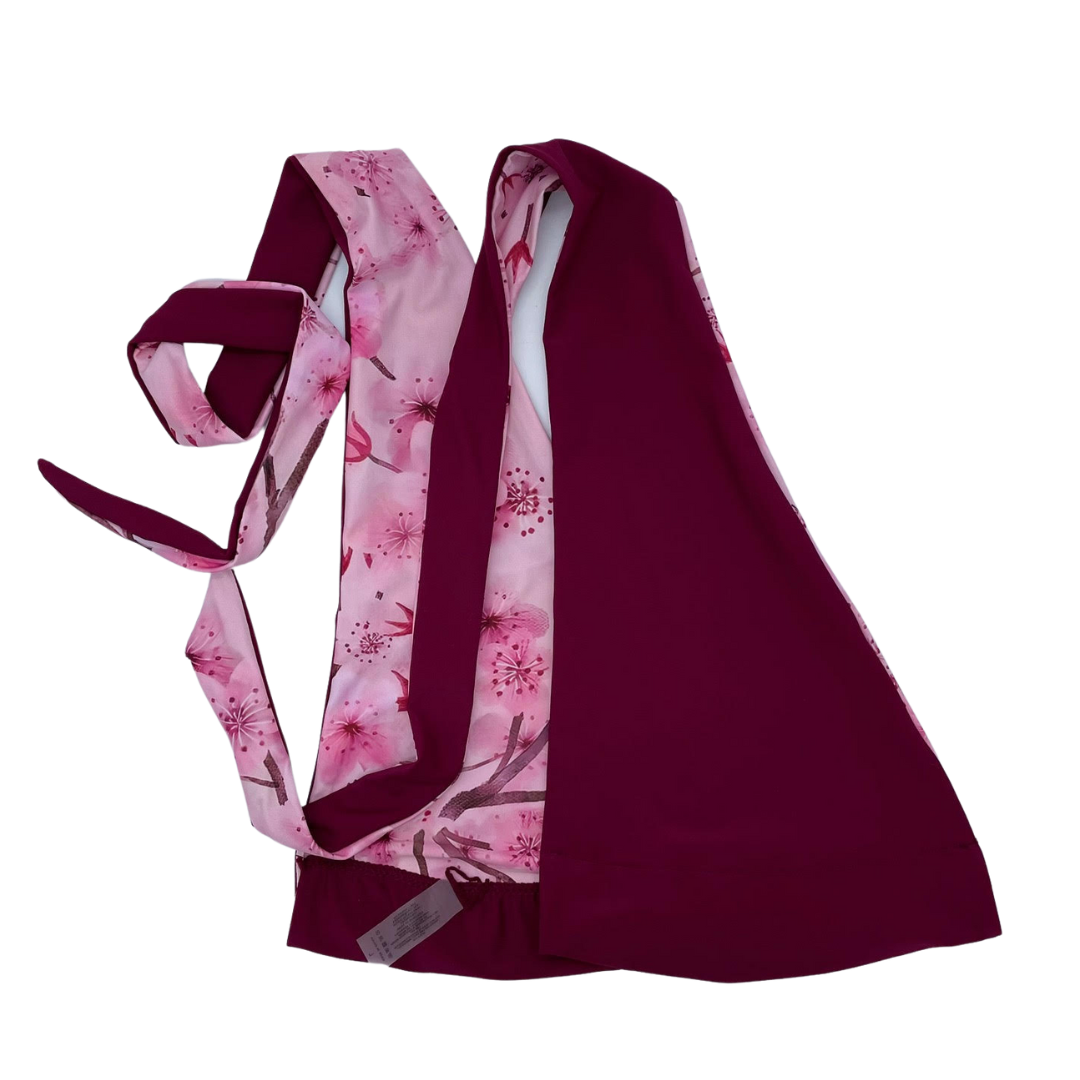 Tri Fit Bikini Tops comfort support for large bust big boobs Cerise Cherry Blossom - Lemonkini