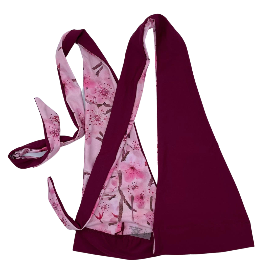 Tri Fit Bikini Tops Reversible comfort support for large bust big boobs Cerise Cherry Blossom- Lemonkini
