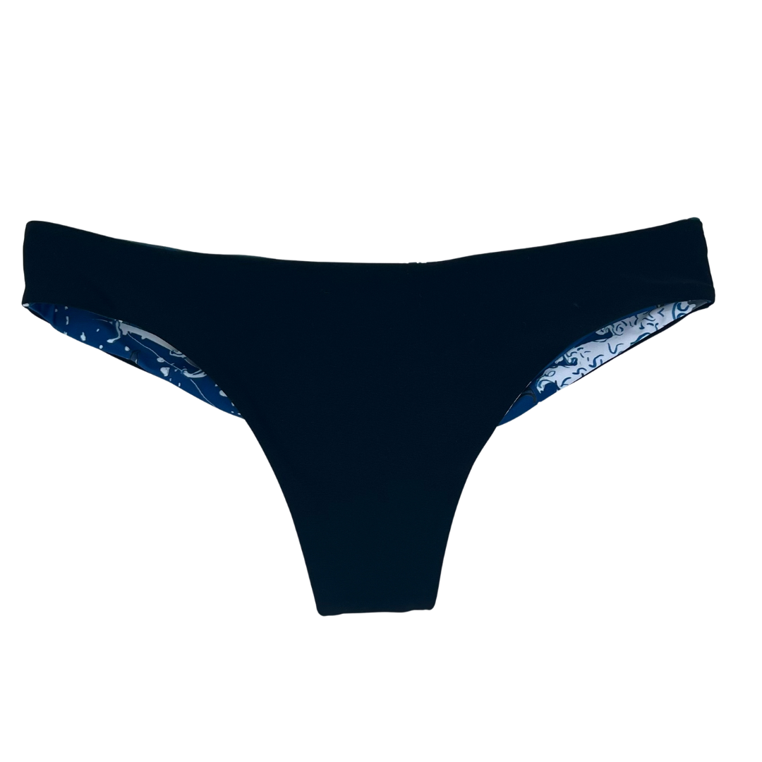 Cheeky Reversible Bikini Bottom Cute Bikini Bottoms Front Black- Lemonkini