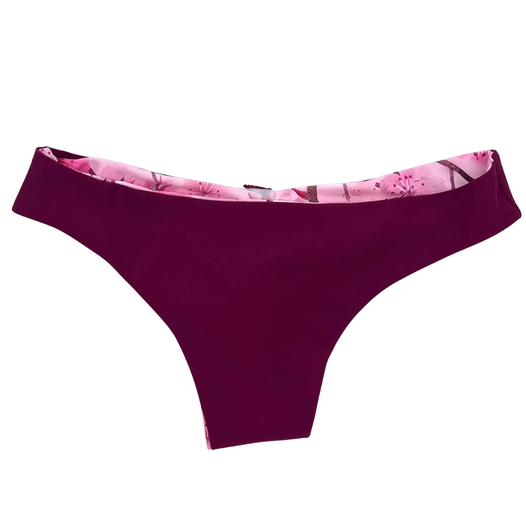 Cheeky Reversible Bikini Bottom Cute Bikini Bottoms Front Cerise - Lemonkini