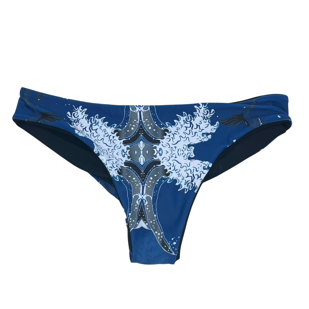 Cheeky Reversible Bikini Bottom Front Cute Bikini Bottoms Whale Print - Lemonkini