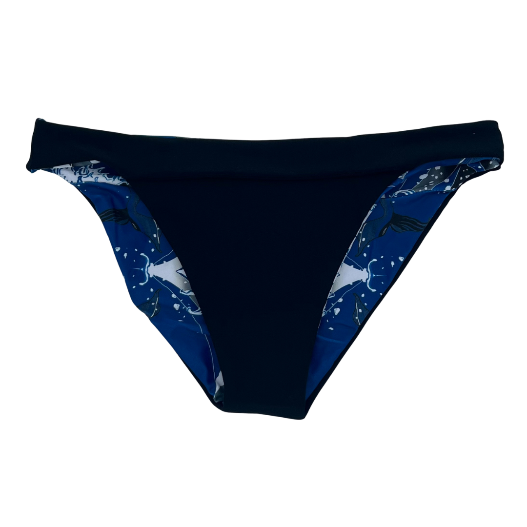 Mod Bikini Bottom Moderate Coverage Black Reversible Front View  - Lemonkini