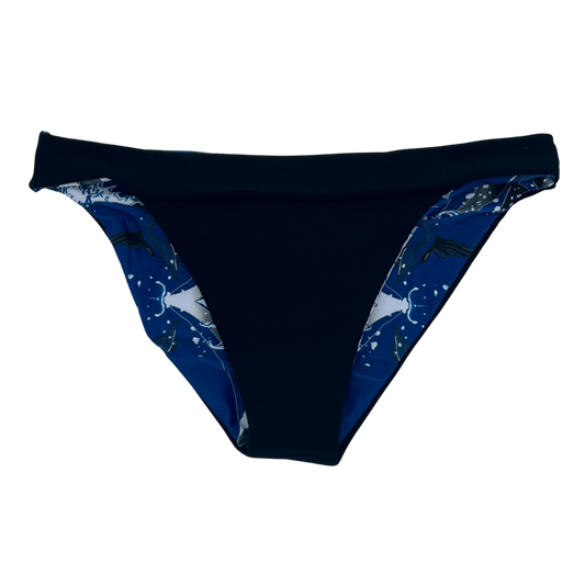 Mod Bikini Bottom Moderate Coverage Black Reversible Front View  - Lemonkini