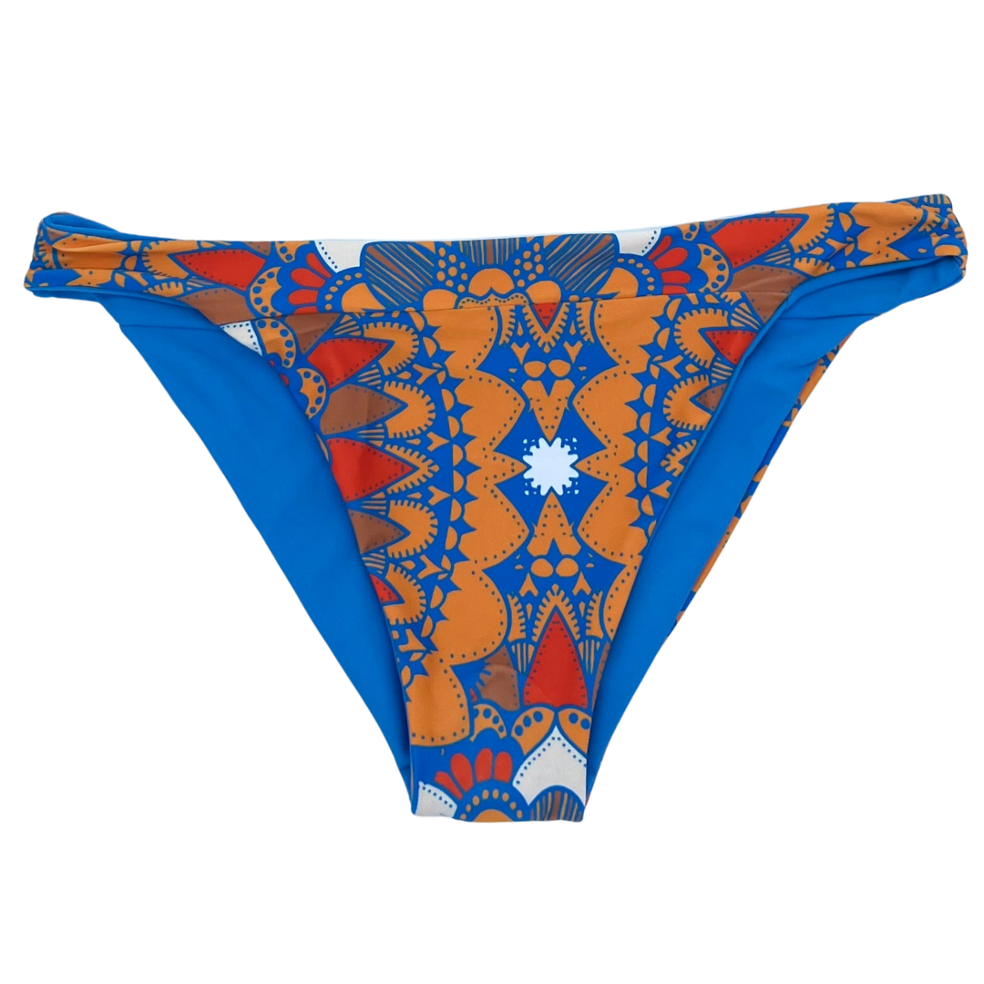 Mod Bikini Bottom Moderate Coverage Retro Print  Reversible Front View  - Lemonkini