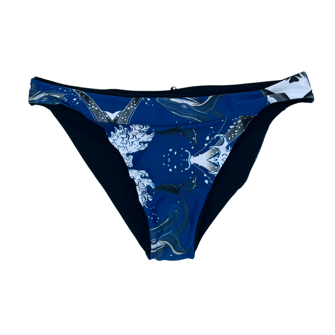 Mod Bikini Bottom Moderate bikini Coverage Whale Print Reversible Front View plus size all sizes - Lemonkini