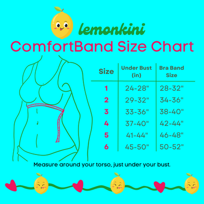 Comfort Band Bikini Base Size chart find the perfect bikini top fit for all bikini body type plus size large chest bikini tops - Lemonkini