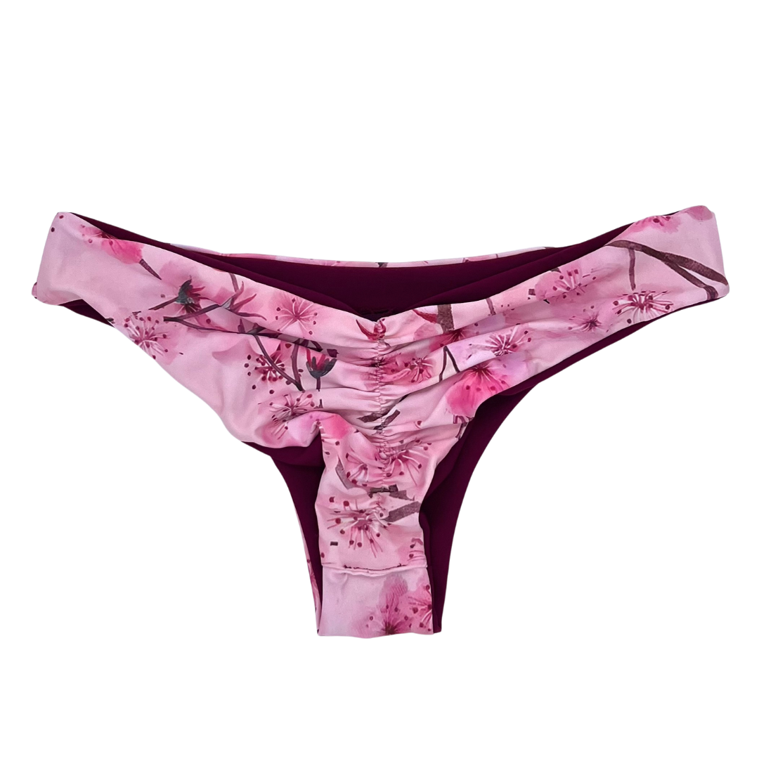 Cheeky Reversible Bikini Bottom Back Cherry Blossom Print - Lemonkini