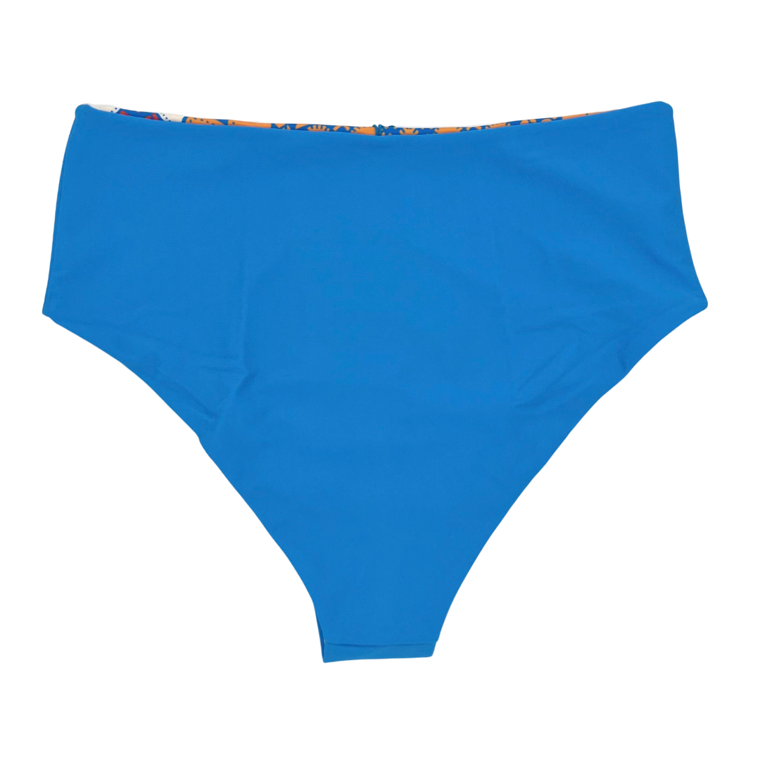 High Waist Bikini Bottom Back Azure Blue - Lemonkini