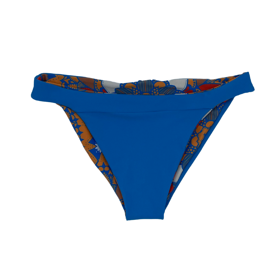 Mod Bikini Bottom Moderate Coverage Azure Blue Reversible Front View  - Lemonkini