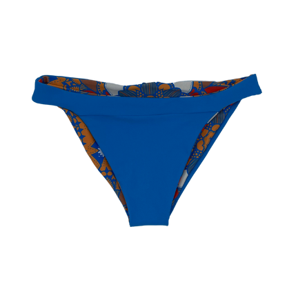 Mod Bikini Bottom Moderate Coverage Azure Blue Reversible Front View  - Lemonkini