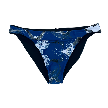 Mod Bikini Bottom Moderate bikini Coverage Whale Print Reversible Front View plus size all sizes - Lemonkini